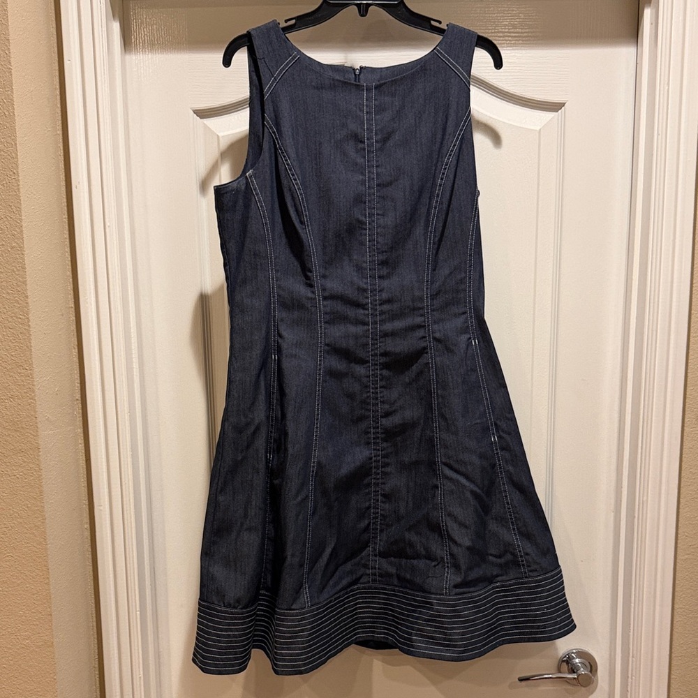 Maggy London Dark Blue Denim Fit-and-Flare Dress 14